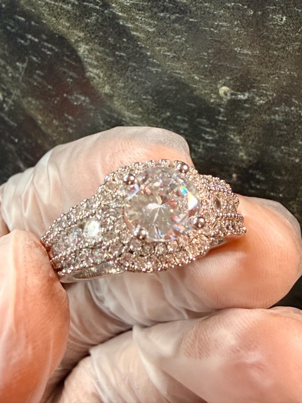 2.78Ctw Round Cut Moissanite Double Halo Engagement Ring 14K White Gold Plated